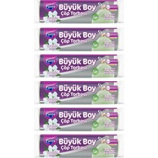 1001 Büzgülü 10'lu Çöp Torbası Yasemin Kokulu Büyük Boy 65 x 70 cm Altılı Paket