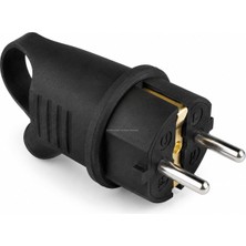 1001 Monofaze Kauçuk Fiş, 16A, IP44, F Tipi, 220-240V, Vidalı Bağlantı, Darbeye Dayanıklı Kauçuk