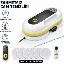 Karcher Çift Döner Diskli Cam Temizleme Robotu, Iki Ultrasonik Sprey Nozülü, 5.000 Pa Güçlü Tutunma, 40 Dakika Acil Durum Bataryası ve Beyaz Tasarım