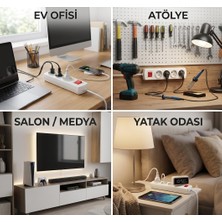 1001 Anahtarlı 3'lü Grup Priz Uzatma Kablosu 5 Metre