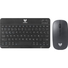 1001 Km-33 Wireless Bluetooth Kablosuz Klavye Mouse Set Siyah Tablet,laptop, Telefon, Tv Uyumlu