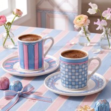 1001 Aryıldız Lura 4 Parça 2 Kişilik Kahve Fincan Takımı Mavi 90 ml
