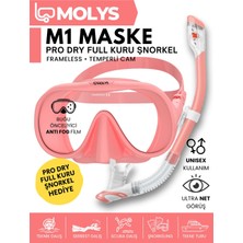 1001 M1 Profesyonel Dalış Maskesi + Pro Full Dry Tam Kuru Şnorkel + Free Dom Antı Fog Buğu Önleyic�