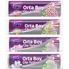 1001 Orta Boy Büzgülü Çöp Torbası Paketi Çilek, Limon, Yasemin ve Kiraz Çiçeği Kokulu