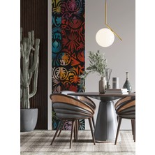 S Digital Renkli Etnik Desenli Şerit Duvar Sticker - 50X200 cm Kendinden Yapışkanlı Mat Folyo