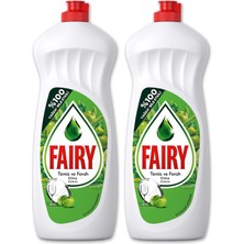 1001 Temiz & Ferah Sıvı Bulaşık Deterjanı 650 ml Elma Kokulu 2li Paket