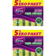 1001 Klasik Yeşil Sünger Düz 5'li Paket Ikili Set