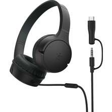 1001 Soundform Mini Kids Kablolu Kulaklık (Siyah) – Usb-C + 3,5 mm Adaptör, Dahili Mikrofon, 85 Db Se