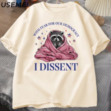 Tarzsokak Demokrasimiz Için Korkuyla Muhalefet T-Shirt Büyük Boy Rakun Meme Tpamuk Kısa Kollu T 2950