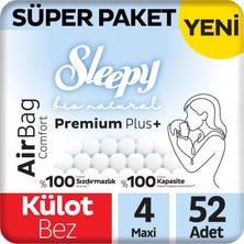 1001 Bio Natural Premium Plus Airbag Comfort Süper Paket Külot Bez 4 Numara Maxi 52 Adet
