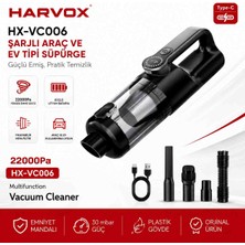Harvox HXVC-006 Araç Içi Profesyonel Süpürge 22.000PA Güçlü Vakum ve Üfleme Süpürge Siyah