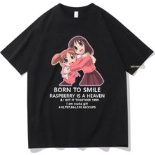 Tarzsokak Siyah Anime Azumanga Daioh Gülümseme Doğdu Tshirt Komik Harajuku Unisex Vintage