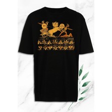 Tarzsokak Unisex Siyah Oversize Mitoloji Truva Prensi Hektor Baskılı Tişört