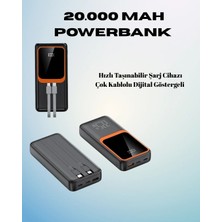 Akmanora 20000 Mah Powerbank | Çok Kablolu, Dijital Göstergeli, Yüksek Hızlı Şarj Cihazı