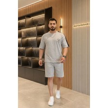 Belendir Iki Iplik Garnili Erkek Şort Takım Gri