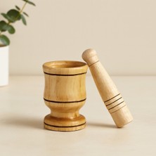 Popüler Sepet Küçük Ahşap Havan (Sarımsak Dövecek) 6X4X8.8 cm