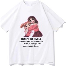 Tarzsokak Beyaz Anime Azumanga Daioh Gülümseme Doğdu Tshirt Komik Harajuku Unisex Vintage
