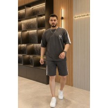 Belendir Iki Iplik Garnili Erkek Şort Takım Antrasit