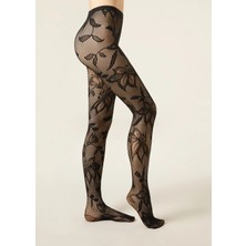Calzedonia Büyük Çiçek Desenli Dantel Külotlu Çorap