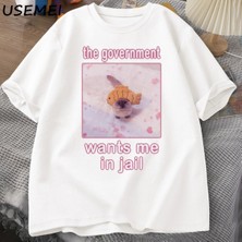 Tarzsokak Hükümet Beni Hapishanede Istiyor Komik Kedi Meme T-Shirt Erkekler Için Kadın Aptal Kediler gr 2972