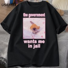 Tarzsokak Hükümet Beni Hapishanede Istiyor Komik Kedi Meme T-Shirt Erkekler Için Kadın Aptal Kediler gr 2972