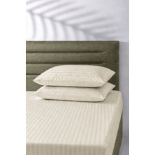 Hig Store Çizgili Saten Çarşaf Takımı Seti Lastikli Yumuşak & Parlak Tek/çift/battal Boy 30 cm Yükseklik