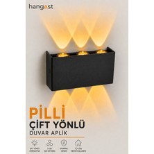 Hangast Pilli Amber 3 LED Dekoratif Duvar Apliği | Çift Yönlü Yukarı Aşağı Aydınlatma | Iç & Dış Mekan Duvar Lambası