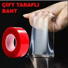 CATEKSSS Çift Taraflı Bant Şeffaf Silikon Bant Güçlü Yapıştırıcı Strong Montaj Bandı 18MM x 2metre Şeffaf