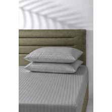 Hig Store Çizgili Saten Çarşaf Takımı Seti Lastikli Yumuşak & Parlak Tek/çift/battal Boy 30 cm Yükseklik