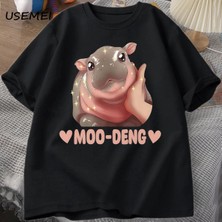 Tarzsokak Moo Deng Sevimli Bebek Hippo Şaka T Shirt Pamuk Kısa Kollu O Boyun Baskılı Tişört Unisex Erke 2973