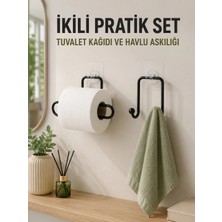 Esranın Dünyası Duvara Yapışkanlı 2’li Düzenleme Seti Havlu Askısı ve Tuvalet Kağıdı Tutucu