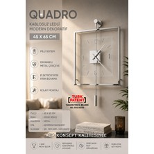 Aga Konsept Krom Rengi Quadro Kare Şeffaf Luxe 45 x 65 Cm, Modern Dekoratif Sarkaçlı Metal Duvar Saati