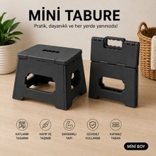 Poliwork Katlanır Mini Boy Tabure Plastik Katlanabilir Basamak Taburesi Taşınabilir Portatif Çok Amaçlı Mini Ev Kamp Taburesi Antrasit