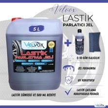 Velvox Lastik Parlatıcı Jel 5L (Yoğun Kıvam) + 500 ml ve Sünger Hediye I Lastik Parlatma, Lastik Temizleyici