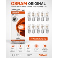 Osram T10 W3W 2821 Ampul 10'lu Paket 12V 3W W2.1x9.5d Park Lambası Iç Aydınlatma Ampul Seti