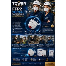 Tower Mask Toz Maskesi Ffp2 Ventilli maske koli 24 Pk.x 25 adet=600