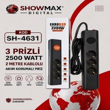 Antenci Eurobox SH-4631 3'lü 2metre Kablolu Akım Korumalı Grup Priz