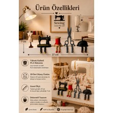 Flow Home Sevimli 5’li Dikiş Seti Dekoratif Biblo –terzi Seti Masa Üstü Ev Dekoru, Mutfak Aksesuarı, Hediyelik