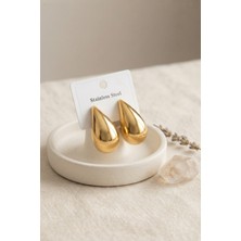 DMR Elegance 316L Çelik Gold Renk Damla Model Küpe