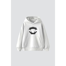 Tarzsokak Shining Teeth Baskılı Oversize Unisex Premium Beyaz