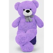 Esranın Dünyası 80 cm Papyonlu Sevimli Peluş Şaşkın Ayı - Sevgiliye Özel Hediye Lila