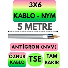 Esranın Dünyası Öznur 3x6 Nym Antigron Kablo, 5 Metre, Gri