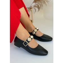 DMR Elegance Koope Siyah Cilt Babet Ayakkabı