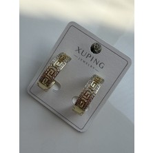 Xuping Jewelry Xupıng Gold Taşlı Geometrik Halka Küpe
