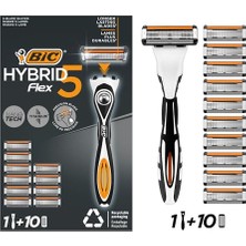 Esranın Dünyası Bıc Flex 5 Hybrid Tıraş Bıçağı Seti 1 Gövde + 10 Yedek Başlık 5 Bıçaklı Erkek Tıraş Bıçağı