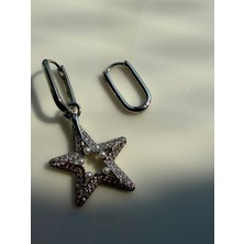 Xuping Jewelry Silver Taşlı Yıldız Figürlü Inci Detaylı Küpe