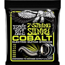 Esranın Dünyası Ernie Ball Normal Slinky Kobalt 7 Telli Elektro Gitar Telleri, Ölçü 10-56