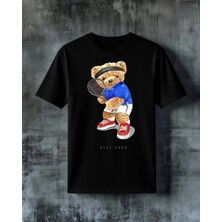 Comvicho Play Hard Tenis Ayi Baskılı Oversize Tişört