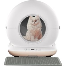 Esranın Dünyası Haustier CB001 Akıllı Otomatik Kedi Tuvaleti, App ile Uzaktan Kontrol, 75LT Hazne, 7lt Çöp Haznesi, Ağırlık Sensörlü (Bej)