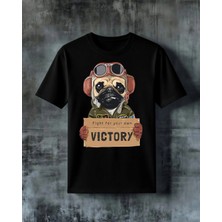 Comvicho Victory Pilot Kopek Baskılı Oversize Tişört